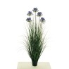 Lot de 4 - Plante artificielle d'herbe en pot avec fleurs d'agapanthe X5, 120 cm - violet 