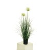 Lot de 6 - Plante artificielle d'herbe en pot avec fleurs d'agapanthe X2, 90 cm - blanc 