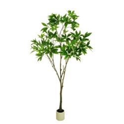 Plante artificielle d'aralia toucher réel en pot, 220 cm - vert 