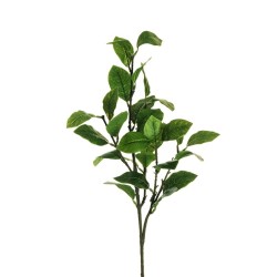 Lot de 12 - Branche artificielle de feuilles de citronnier toucher réel, 65 cm - vert 