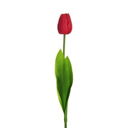 Lot de 24 - Tulipe artificielle PU toucher réel, 73 cm - rouge 