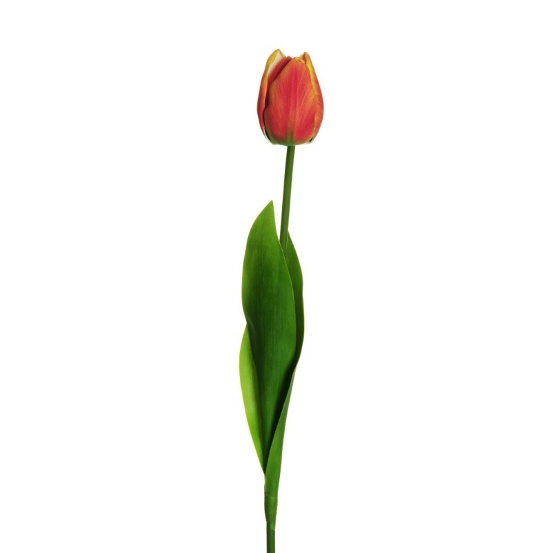 Lot de 24 - Tulipe artificielle PU toucher réel, 73 cm - orange 
