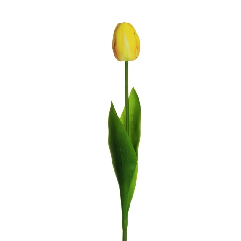Lot de 24 - Tulipe artificielle PU toucher réel, 73 cm - jaune 