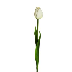 Lot de 24 - Tulipe artificielle PU toucher réel, 73 cm - blanc 