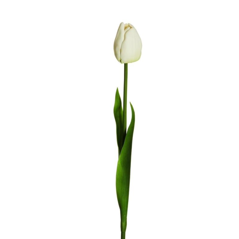 Lot de 24 - Tulipe artificielle PU toucher réel, 73 cm - blanc 