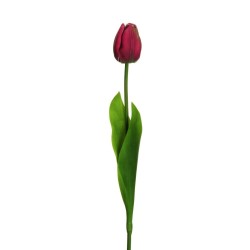 Lot de 24 - Tulipe artificielle PU toucher réel, 73 cm - fuchsia 
