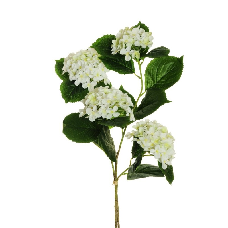 Lot de 12 - Long bouquet artificiel d'hortensia arborescens X2, 80 cm - blanc 