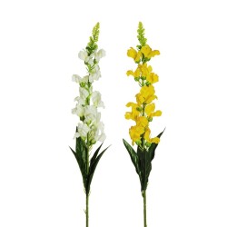 Lot de 24 - Tige artificielle de muflier, 80 cm - blanc jaune 