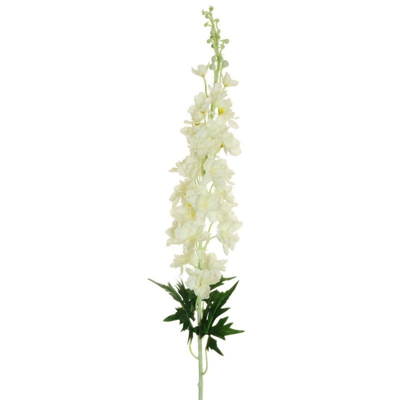 Lot de 16 - Tige artificielle de delphinium géante floquée, 120 cm - blanc crème 