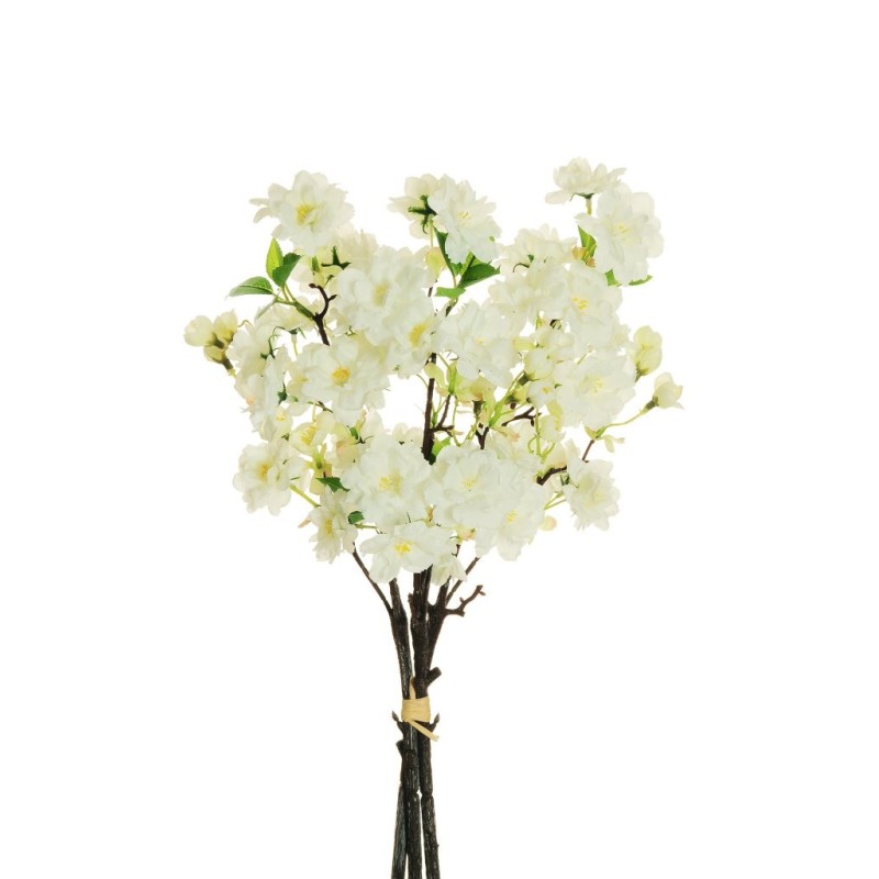 Lot de 12 - Bouquet artificiel de fleurs de pêcher toucher réel X3, 49 cm - blanc 