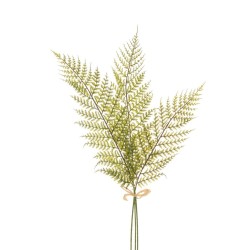 Lot de 12 Bouquet de fougères sauvages en plastique x3 avec raffia et centre floconné des feuilles, 3 tailles de feuilles, 65 cm