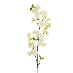 Lot de 12 - Tige artificielle de fleurs de pêcher toucher réel X3, 98 cm - blanc 