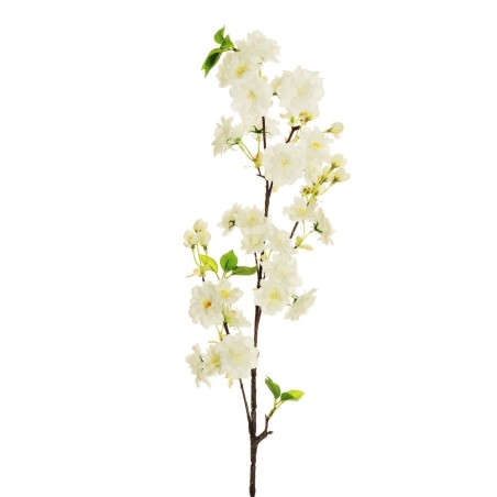 Lot de 12 - Tige artificielle de fleurs de pêcher toucher réel X3, 98 cm - blanc 