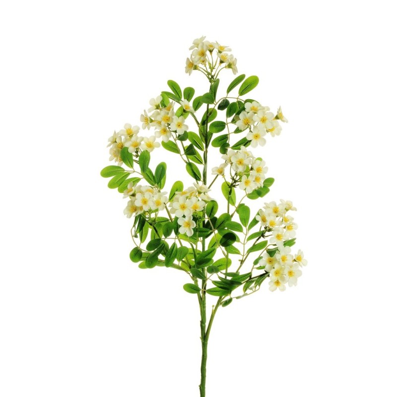 Lot de 12 - Tige artificielle de fleurs de fraisier toucher réel X3, 90 cm - blanc 
