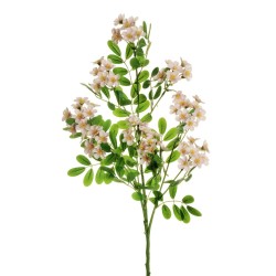 Lot de 12 - Tige artificielle de fleurs de fraisier toucher réel X3, 90 cm - rose clair 