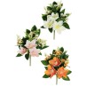 Lot de 12 - Buisson artificiel de magnolias X6, 33 cm - rose clair blanc orange 