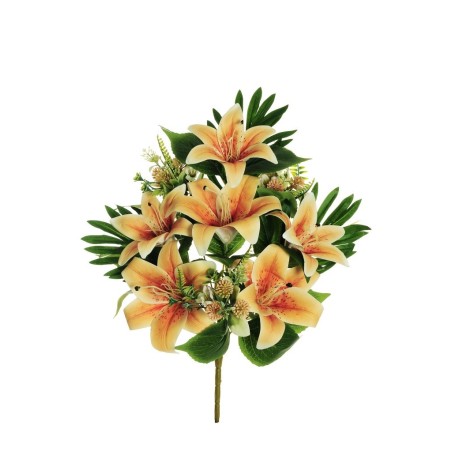 Lot de 12 - Demi-buisson artificiel de lys X9, 50 cm - orange 