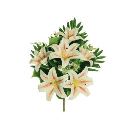 Lot de 12 - Demi-buisson artificiel de lys X9, 50 cm - blanc saumon 