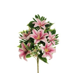 Lot de 12 - Demi-buisson artificiel de lys X9, 50 cm - lavande lilas 