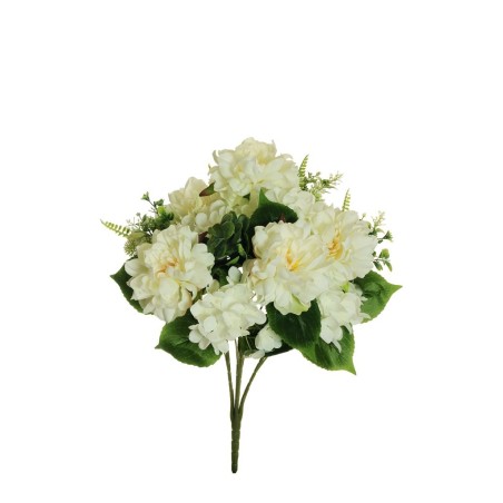 Lot de 12 - Buisson artificiel de pivoines et hortensias X5, 57 cm - blanc 