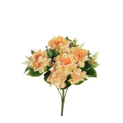 Lot de 12 - Buisson artificiel de pivoines et hortensias X5, 57 cm - saumon 