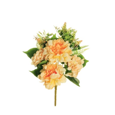 Lot de 12 - Demi-buisson artificiel de pivoines et hortensias X7, 45 cm - saumon 