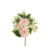 Lot de 12 - Demi-buisson artificiel de pivoines et hortensias X7, 45 cm - rose clair 
