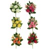 Lot de 12 - Demi-buisson artificiel de boutons de rose X6, 34 cm - blanc rose fuchsia orange jaune rouge 