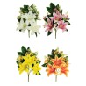 Lot de 12 - Demi-buisson artificiel de lys X6, 35 cm - blanc jaune orange lilas 