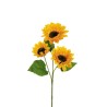 Lot de 24 - Tige artificielle de tournesol X3, 57 cm - jaune 