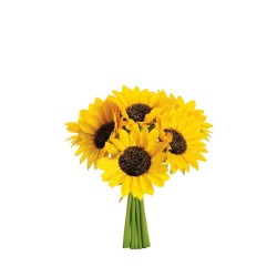 Lot de 30 - Bouquet artificiel de tournesols X7, 22 cm - jaune 