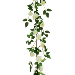 Lot de 24 - Guirlande artificielle de mini roses, 170 cm - blanc 