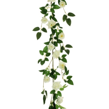Lot de 24 - Guirlande artificielle de mini roses, 170 cm - blanc 