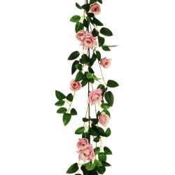 Lot de 24 - Guirlande artificielle de mini roses, 170 cm - rose 