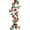 Lot de 24 - Guirlande artificielle de mini roses, 170 cm - fuchsia crème 