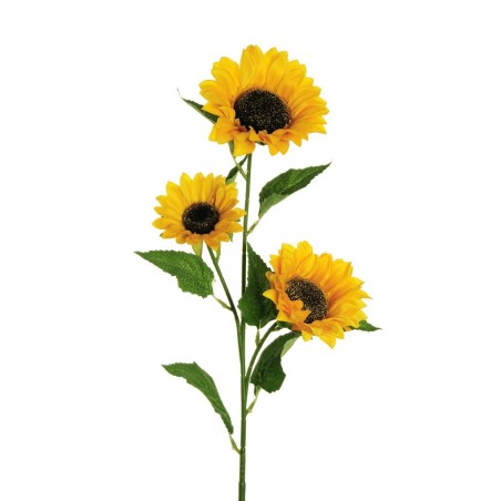 Lot de 24 - Tige artificielle de tournesol X3, 77 cm - jaune 