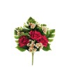 Lot de 10 - Demi-buisson artificiel de roses, eucryphia, eucalyptus et monstera X7, 48 cm - rouge ivoire marron 