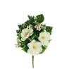 Lot de 8 - Demi-buisson artificiel de magnolias et eucryphia X12, 55 cm - crème violet 