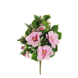 Lot de 8 - Demi-buisson artificiel de magnolias et eucryphia X12, 55 cm - lilas violet 