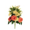 Lot de 8 - Demi-buisson artificiel de pivoines et agapanthes X11, 55 cm - orange jaune clair 