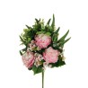Lot de 8 - Demi-buisson artificiel de pivoines, eucryphia, dracaena et eucalyptus X11, 51 cm - rose 
