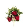 Lot de 8 - Demi-buisson artificiel de pivoines, eucryphia, dracaena et eucalyptus X11, 51 cm - rouge crème violet 