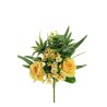 Lot de 10 - Demi-buisson artificiel de roses, eucryphia, dracaena et eucalyptus X7, 45 cm - jaune clair 