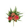 Lot de 10 - Demi-buisson artificiel de roses, eucryphia, dracaena et eucalyptus X7, 45 cm - orange 