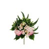 Lot de 10 - Demi-buisson artificiel de pivoines, eucryphia, dracaena et eucalyptus X7, 45 cm - rose 
