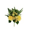 Lot de 10 - Demi-buisson artificiel de pivoines, eucryphia, dracaena et eucalyptus X7, 45 cm - jaune clair 