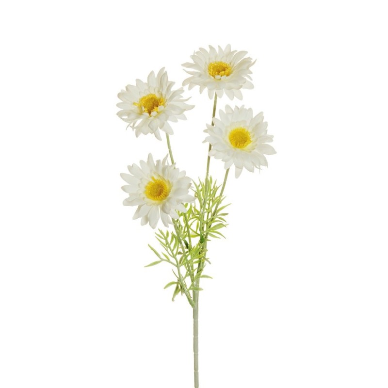Lot de 36 - Tige artificielle de marguerite floquée X4, 60 cm - blanc 