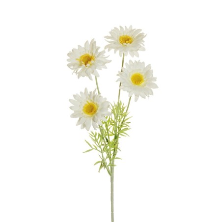 Lot de 36 - Tige artificielle de marguerite floquée X4, 60 cm - blanc 