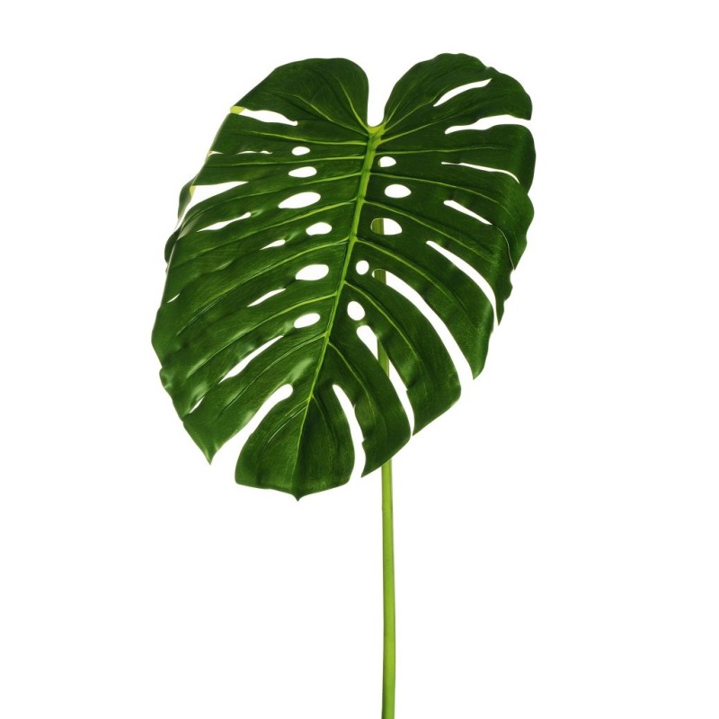 Lot de 12 - Feuille artificielle de philodendron monstera toucher réel, 114 cm - vert foncé 