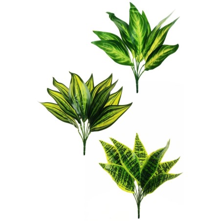 Lot de 36 - Buisson artificiel de sansevieria, dracaena, dieffenbachia toucher réel impression 3D X9, 40 cm - vert jaune 